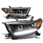 2013 Toyota Highlander Black Projector Headlights LED DRL