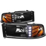 Dodge Ram 1994-2001 Black Headlights with LED