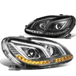 2005 Mercedes Benz S500 Black New LED DRL Projector Headlights