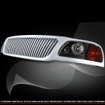 Ford F150 1999-2003 Chrome Vertical Grille and Black Headlights