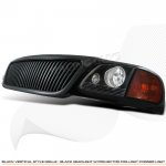 Ford F150 1999-2003 Black Vertical Grille and Headlights Set