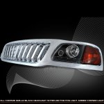 Ford F150 1999-2003 Chrome Vertical Grille and Black Headlights