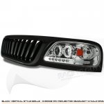 2002 Ford F150 Black Vertical Grille and Clear Projector Headlights