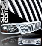 2002 Ford F150 Chrome Vertical Grille and Black Euro Headlights
