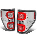 2009 Ford F150 Clear LED Tail Lights Red C-Tube
