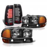 2000 GMC Sierra 2500 Black Headlights and LED Tail Lights