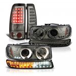 GMC Sierra 1999-2006 Smoked Halo Projector Headlights LED Bumper and Tail Lights