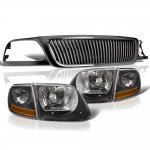 Ford Expedition 1999-2002 Black Vertical Grille Harley Style Headlights