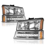 Chevy Silverado 2500HD 2003-2006 Clear Euro Headlights and LED Bumper Lights