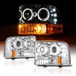Ford F250 Super Duty 1999-2004 Clear Dual Halo Projector Headlights with LED