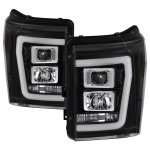 2012 Ford F550 Super Duty Black DRL Tube Projector Headlights