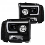 2007 Ford F450 Super Duty Black Tube DRL Projector Headlights