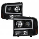 2002 Ford Excursion Black Tube DRL Projector Headlights