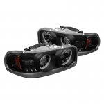 2003 GMC Sierra 2500 Black Smoked Halo Projector Headlights
