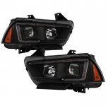 2013 Dodge Charger Black LED DRL Projector Headlights Switchback Signals