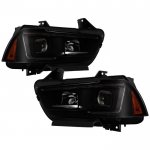 2012 Dodge Charger Black Smoked LED DRL Projector Headlights Switchback Signals