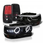 Chevy Tahoe 2000-2006 Black Halo Projector Headlights LED Tail Lights