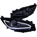 2011 Mazda 3 Smoked LED DRL Projector Headlights