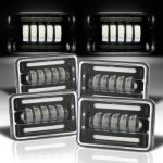 Cadillac Brougham 1987-1989 Black DRL LED Headlights Conversion Low and High Beams