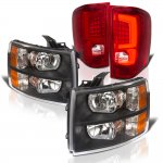 2007 Chevy Silverado 3500HD Black Headlights and Red Custom LED Tail Lights