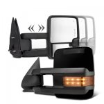 Chevy Avalanche 2007-2013 Glossy Black Towing Mirrors LED Lights Power Heated