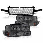 Chevy Suburban 2000-2006 Black Mesh Grille and Smoked Headlights Set