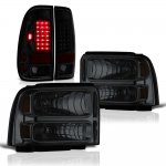 Ford F250 Super Duty 2005-2007 Tinted Headlights Black Smoked LED Tail Lights