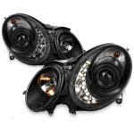 2005 Mercedes Benz E Class Black HID Projector Headlights with LED DRL