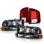 1998 Chevy S10 Black Headlights Set Red LED Tail Lights