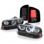 2003 Chevy S10 Black Halo Projector Headlights Set Black Smoked LED Tail Lights
