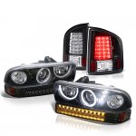 Chevy S10 1998-2004 Black Halo Projector Headlights LED Bumper Lights and LED Tail Lights