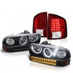 1999 Chevy S10 Black Halo Projector Headlights LED Bumper Lights Red LED Tail Lights