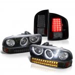 Chevy S10 1998-2004 Black Smoked Halo Projector Headlights LED Bumper Lights and LED Tail Lights
