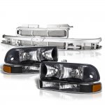 2000 Chevy S10 Chrome Grille and Black Headlights Set