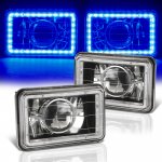 1980 Ford Mustang Blue LED Halo Black Sealed Beam Projector Headlight Conversion