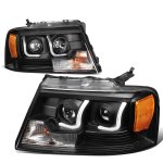2007 Lincoln Mark LT Black LED DRL Projector Headlights