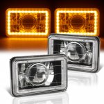 1985 Ford Mustang Amber LED Halo Black Sealed Beam Projector Headlight Conversion