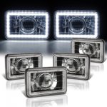 Cadillac Cimarron 1982-1985 LED Halo Black Sealed Beam Projector Headlight Conversion Low and High Beams
