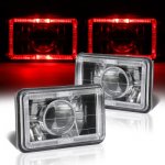 1986 Ford Mustang Red Halo Black Chrome Sealed Beam Projector Headlight Conversion