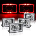 1985 Chevy 1500 Pickup Red Halo Black Chrome Sealed Beam Projector Headlight Conversion Low and High Beams