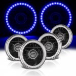 1968 Buick Special Blue LED Halo Black Sealed Beam Projector Headlight Conversion