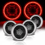 1968 Buick Special Red LED Halo Black Sealed Beam Projector Headlight Conversion