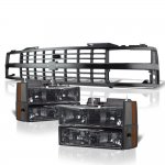 Chevy 3500 Pickup 1988-1993 Black Grille and Smoked Headlights Set