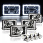 1984 Chevy Cavalier White LED Halo Black LED Projector Headlights Conversion Kit Low and High Beams