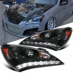 2011 Hyundai Genesis Black Projector Headlights LED DRL