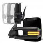 Chevy Suburban 2000-2002 Glossy Black Power Folding Towing Mirrors Smoked LED DRL