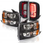 2007 Chevy Silverado 3500HD Black Headlights and Custom LED Tail Lights