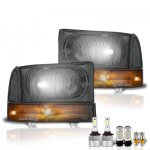 2002 Ford Excursion Smoked LED Headlight Bulbs Set Complete Kit