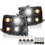 2007 Chevy Silverado 3500HD Smoked Headlights LED Bulbs Complete Kit