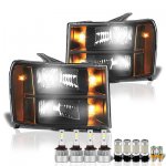 GMC Sierra 2500HD 2007-2013 Black Headlights LED Bulbs Complete Kit